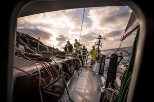Day 2, Leg 1 – Alicante to Lisbon, on board Team Brunel – Volvo Ocean Race photo copyright  Martin Keruzore / Volvo Ocean Race taken at  and featuring the  class