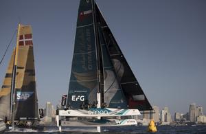 The Extreme Sailing Series 2017. Act 8. 19th - 22nd October 2017. San Diego, California, USA. The 'Oman Air' race team shown in action close to the shore, skippered by Phill Robertson (NZL) with team mates Pete Greenhalgh (GBR), Ed Smyth (NZL/AUS), James Wierzbowski (AUS) and Nasser Al Mashari (OMA) photo copyright Lloyd Images http://lloydimagesgallery.photoshelter.com/ taken at  and featuring the  class