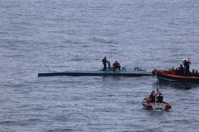 A U.S. Coast Guard Cutter Spencer boatcrew interdicts a self-propelled semi submersible vessel during the ship’s counter narcotics patrol. The fight against transnational organized crime networks in the Eastern Pacific requires unity of effort in all phases from detection, monitoring and interdictions, to prosecution. © Petty Officer Second Class Timothy Midas