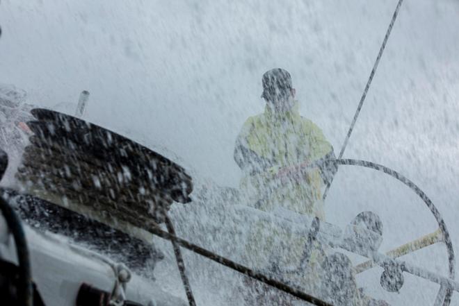 Leg 2, Peter Burling gets lost in the spray – Volvo Ocean Race ©  Rich Edwards / Volvo Ocean Race