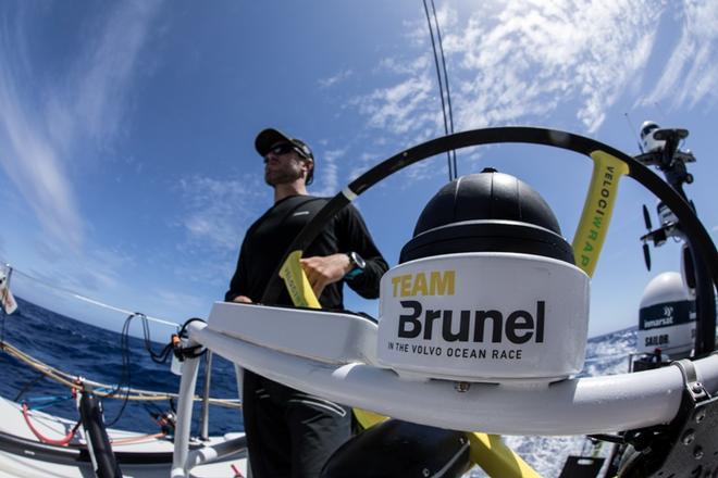 Day 13, Leg 2, Lisbon to Cape Town, Alberto bolzan helming off Brazilian coast – Volvo Ocean Race ©  Rich Edwards / Volvo Ocean Race