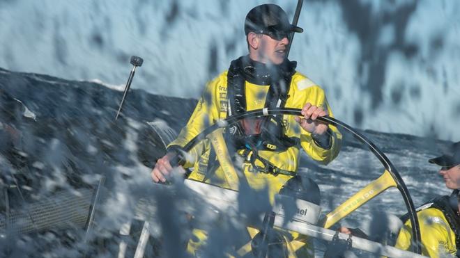 Leg 2, Lisbon to Cape Town, Peter Burling helming out of Lisbon – Volvo Ocean Race ©  Rich Edwards / Volvo Ocean Race