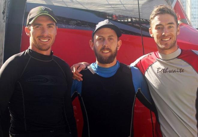 Today's Panasonic Lumic team, Lachlan Doyle, Rick Plain, Michael vincent. ©  Frank Quealey / Australian 18 Footers League