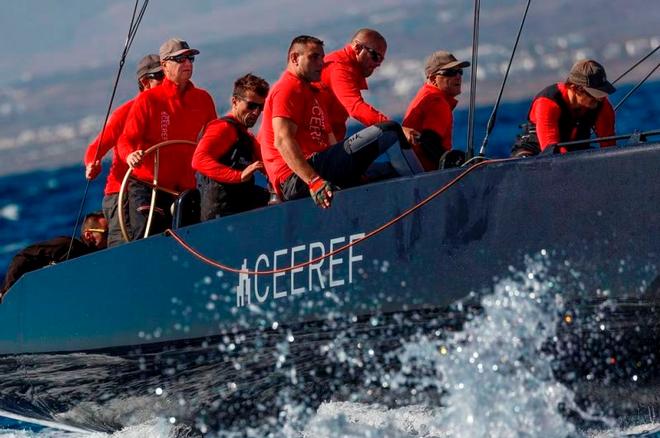 Igor Lah at the helm of Team CEEREF – RC44 Calero Marinas Cup ©  Martinez Studio / RC44 Class