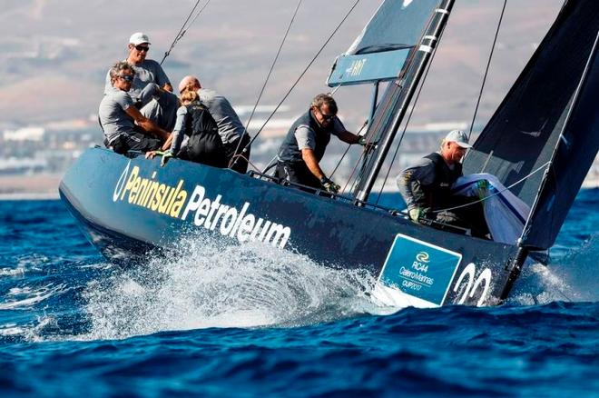 Alfredo Morales stood in for John Bassadone at the helm of Peninsula Petroleum on Day 1 – RC44 Calero Marinas Cup ©  Martinez Studio / RC44 Class