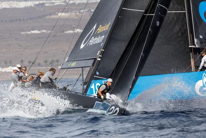 Day 2 – Peninsula Petroleum Sailing Team hold their line upwind – RC44 Calero Marinas Cup ©  Martinez Studio / RC44 Class