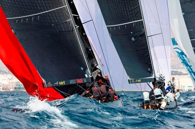 A confused and often sharp sea made life tough for the nine crews on Day 2 of the RC44 Calero Marinas Cup ©  Martinez Studio / RC44 Class