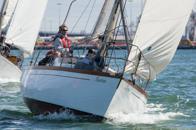 Martini, skippered by Ross Clark and Michael Wilson, are the overnight leaders of the regatta with a sixth and a second in the first day of racing. Enjoying some stronger wind on their way to RMYS D in the first race. - Classic Yacht Association Cup Regatta ©  Alex McKinnon Photography http://www.alexmckinnonphotography.com