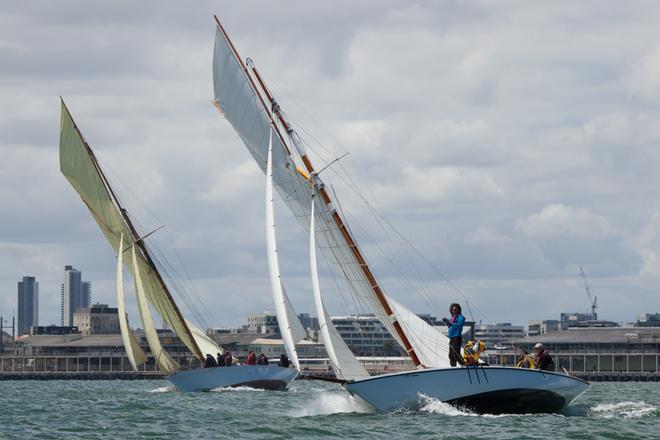 Oenone skippered by Helen Lovett, and Sayonara, make their way to the start of the second race - Classic Yacht Association Cup Regatta ©  Alex McKinnon Photography http://www.alexmckinnonphotography.com