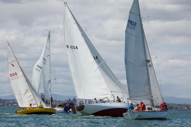 Some of the fleet rounding the windward mark in the second race of the day - Classic Yacht Association Cup Regatta ©  Alex McKinnon Photography http://www.alexmckinnonphotography.com