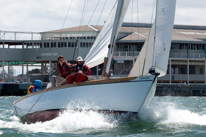 Bungoona, skippered by Cameron Dorrough, currently second with a first and an eighth in the first day of racing. - Classic Yacht Association Cup Regatta ©  Alex McKinnon Photography http://www.alexmckinnonphotography.com