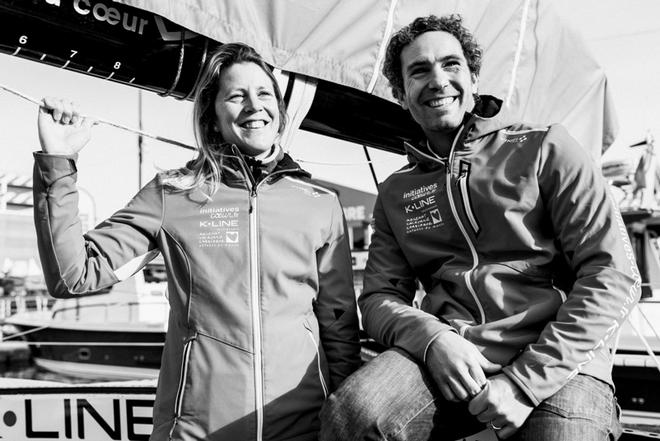 Britain’s Samantha Davies and France’s Tanguy de Lamotte on Initiatives-Cœur – Transat Jacques Vabre © TJV