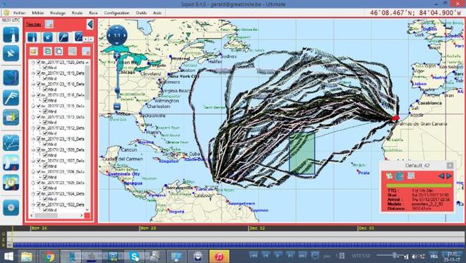 Squid Ensemble Modelling, running 50 related but different analytical models for the 2017 RORC Transatlantic Race © Gerald Bibot/Great Circle