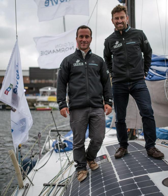 From left:  Pablo Santurde, Phil Sharp – Transat Jacques Vabre ©  Jonathan Pasqué / France 3 Normandie