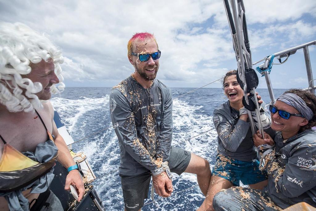 Leg 02, Lisbon to Cape Town, day 9, on board AkzoNobel. Brad Farrand taking the worst of it. Volvo Ocean Race. 13 November, 2017. photo copyright  James Blake / Volvo Ocean Race taken at  and featuring the  class