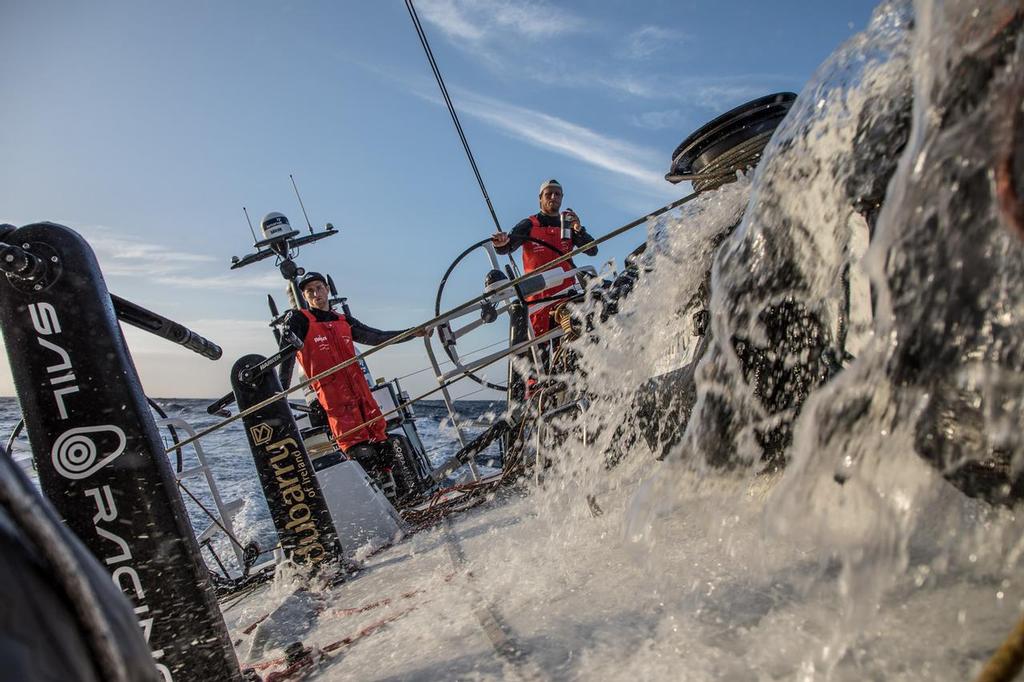 Leg 02, Lisbon to Cape Town, Day 15 Coffee time  on board Sun Hung Kai/Scallywag. Photo by Konrad Frost/Volvo Ocean Race. 19 November, 2017. ©  Konrad Frost / Volvo Ocean Race