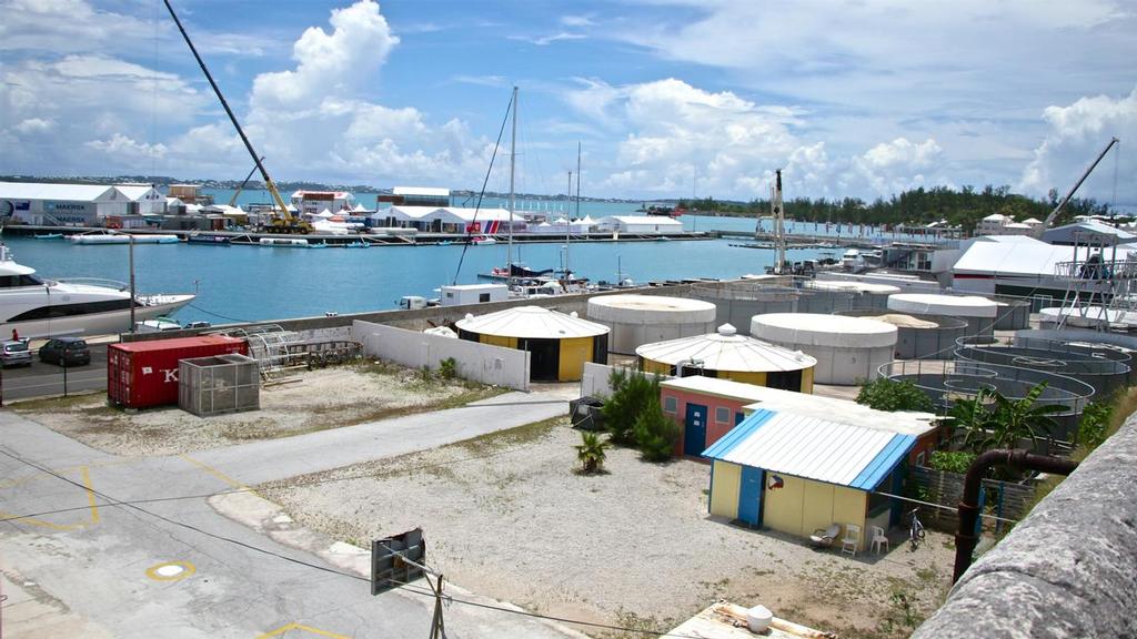 It was hard to get an image looking towards the America’s Cup Village with out picking up this flotsam and jetsam. © Richard Gladwell www.photosport.co.nz