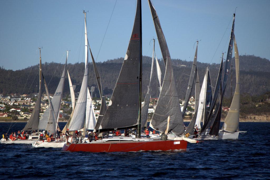 Start of the 70th TasPorts Maria Island Yacht Race….all on port tack.  ©  Peter Campbell