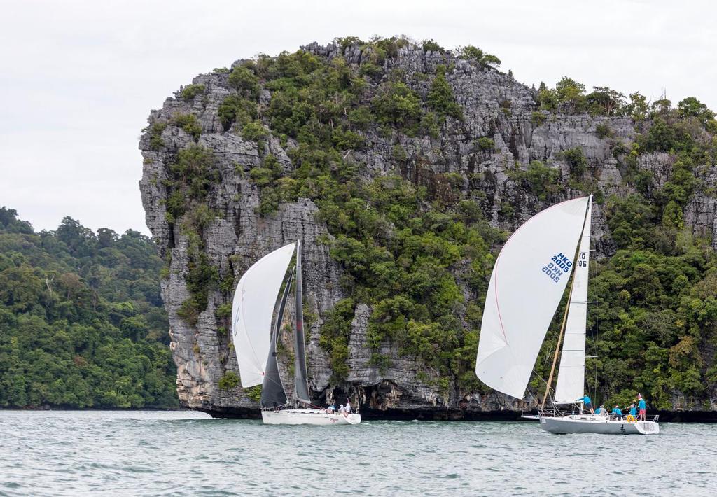 Fujin leads Jing Jing round Pulau Jong. 2017 Raja Muda Selangor International Regatta. - photo © Guy Nowell / RMSIR