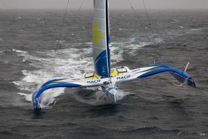 François Gabart sets the outright Ouessant - Cape Agulhas reference time on board the MACIF trimaran photo copyright  Jean-Marie Liot / DPPI / Macif taken at  and featuring the  class