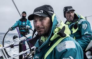 Day 18, Leg 2, Lisbon to Cape Town, on board AkzoNobel. They will keep pushing until the finish line- Luke Molloy, Peter van Niekerk and Chris Nicolson. 22 November, 2017 – Volvo Ocean Race photo copyright  James Blake / Volvo Ocean Race taken at  and featuring the  class