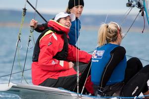 Dame Katherine sailing with Charlotte Dobson and Saskia Tidey in 49er FX photo copyright  Tom Gruitt http://www.tom-gruitt.co.uk taken at  and featuring the  class