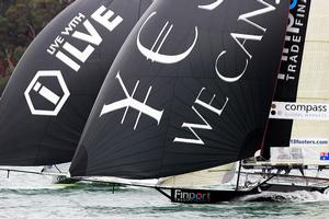 Finport Trade Finance and ILVE, spinnaker action from Race 5 photo copyright  Frank Quealey / Australian 18 Footers League taken at  and featuring the  class
