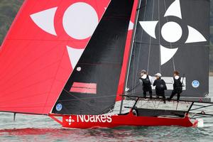 Sean Langman's Noakesailing grabbed second place in Race 3 photo copyright  Frank Quealey / Australian 18 Footers League taken at  and featuring the  class