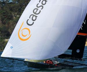 The Kitchen Maker chased Rag & Famish Hotel for most of the course photo copyright  Frank Quealey / Australian 18 Footers League taken at  and featuring the  class