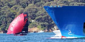 The incoming ship which created havoc with the fleet on the final lap photo copyright  Frank Quealey / Australian 18 Footers League taken at  and featuring the  class