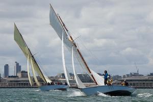 Oenone skippered by Helen Lovett, and Sayonara, make their way to the start of the second race - Classic Yacht Association Cup Regatta photo copyright  Alex McKinnon Photography http://www.alexmckinnonphotography.com taken at  and featuring the  class