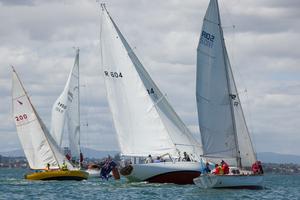 Some of the fleet rounding the windward mark in the second race of the day - Classic Yacht Association Cup Regatta photo copyright  Alex McKinnon Photography http://www.alexmckinnonphotography.com taken at  and featuring the  class