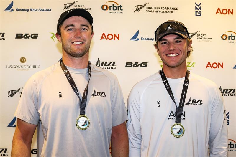 Josh Armit (left) and Caleb Armit (right) - Oceanbridge Sail Auckland Regatta - February 2024, Torbay Sailing Club, New Zealand photo copyright Yachting New Zealand taken at Torbay Sailing Club and featuring the  class