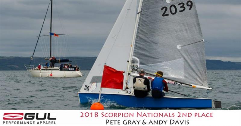 Pete Gray & Andy Davis finish 2nd in the Gul Scorpion Nationals at Tenby photo copyright Alistair Mackay taken at Tenby Sailing Club and featuring the Scorpion class