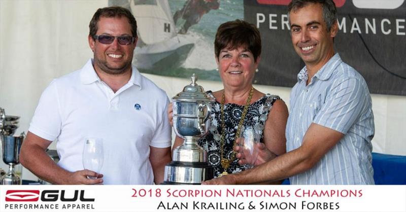 Alan Krailing & Simon Forbes win the Gul Scorpion Nationals at Tenby photo copyright Alistair Mackay taken at Tenby Sailing Club and featuring the Scorpion class