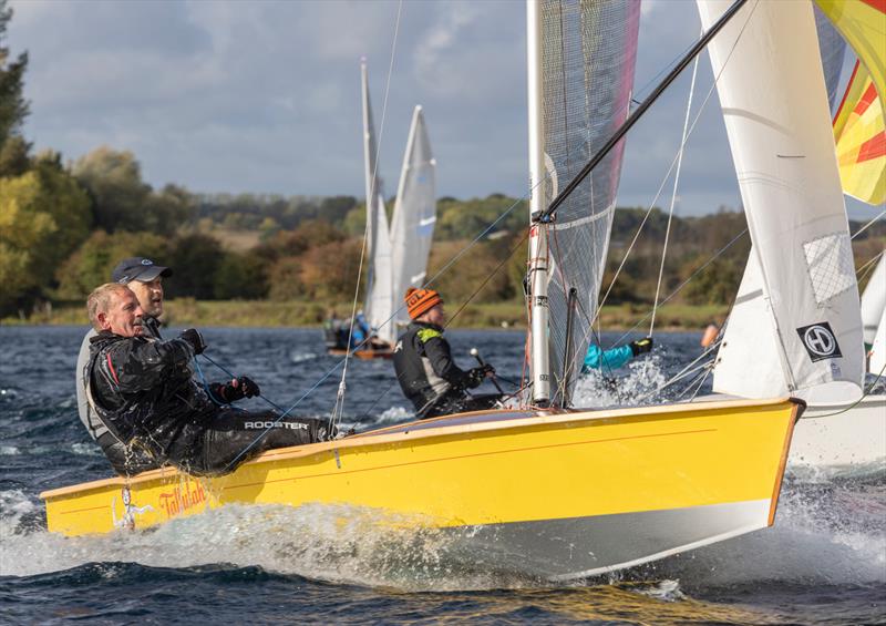 Stevie G and Jerry Hannabus on a fast reach during the Notts County Scorpion Open photo copyright David Eberlin taken at Notts County Sailing Club and featuring the Scorpion class