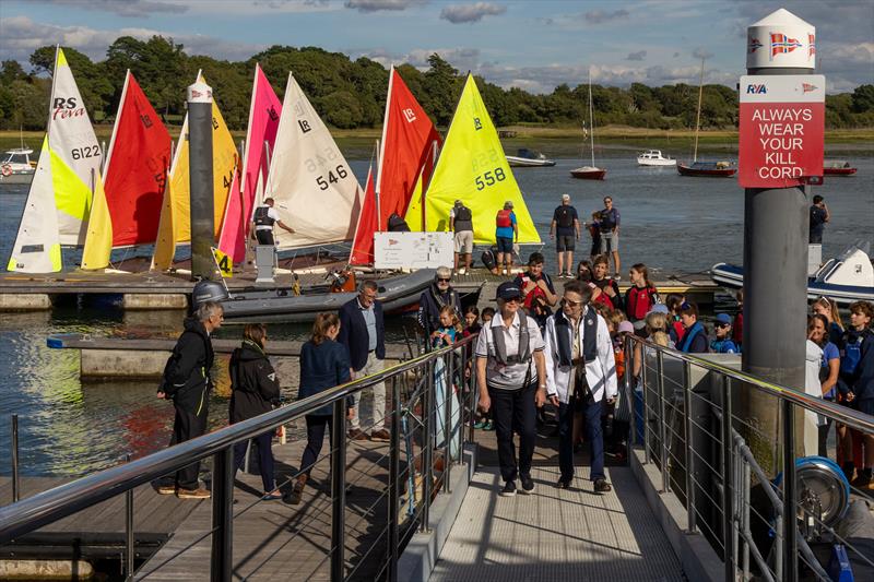 HRH The Princess Royal walking up the pontoon with Commodore Sally Kalis at Royal Lymington YC - photo © Tristan Jones / www.nautipics.co.uk