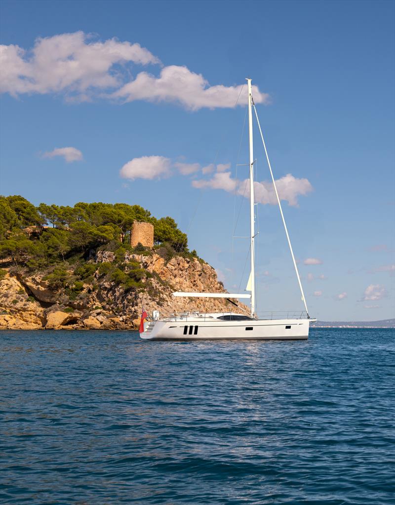 Oyster 495 at anchor in the Mediterranean photo copyright Oyster Yachts taken at  and featuring the  class
