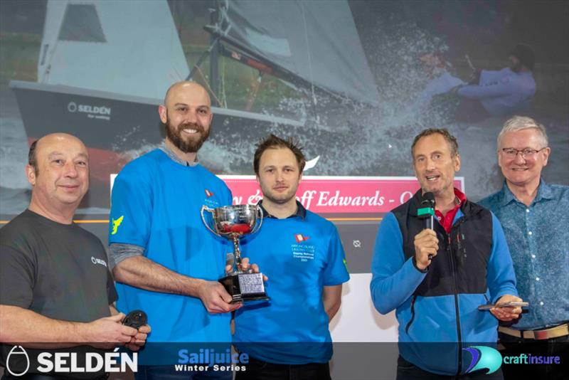 Seldén SailJuice Winter Series 2022-23 Prize Giving (L-R) Steve Norbury, Geoof Edwards and Peter Gray (overall winners), Jon Emmett, Simon Lovesey - photo © Tim Olin / www.olinphoto.co.uk