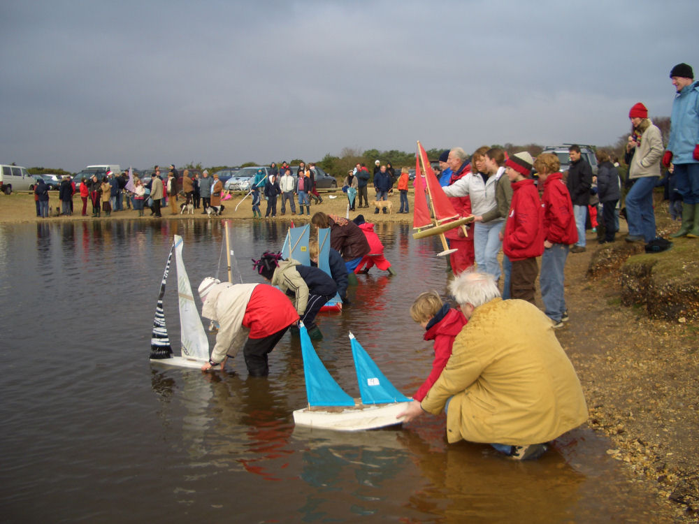Craft of all shapes and sizes for the 2005 Setley Cup junior model yacht race near Lymington photo copyright Mark Jardine taken at  and featuring the Setley Cup class