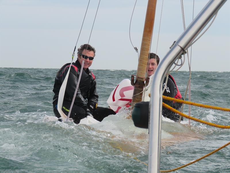 Eventual Winners GBR127 post capsize tow home at the British Sharpie Championship - photo © James Case