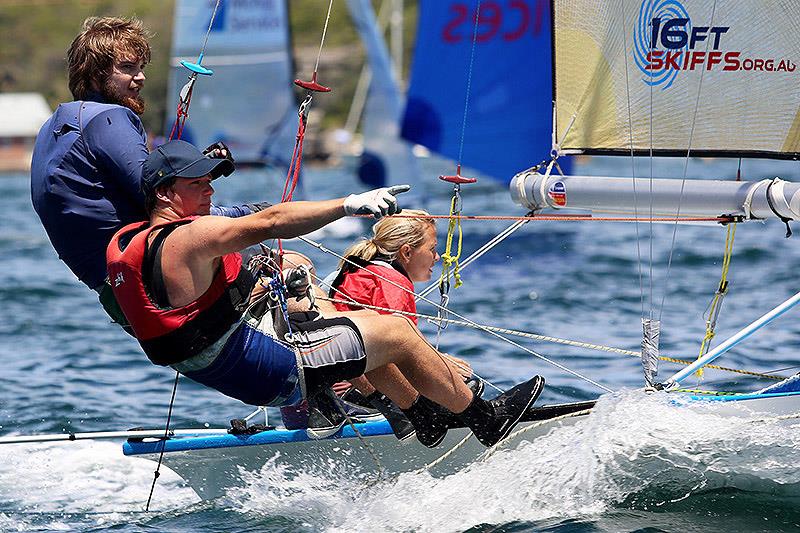 Yvette (skipper) and Dan (sheet) during the 16ft skiff 2011-12 Nationals in Manly photo copyright 16ft skiffs taken at Manly 16ft Skiff Sailing Club and featuring the 16ft Skiff class