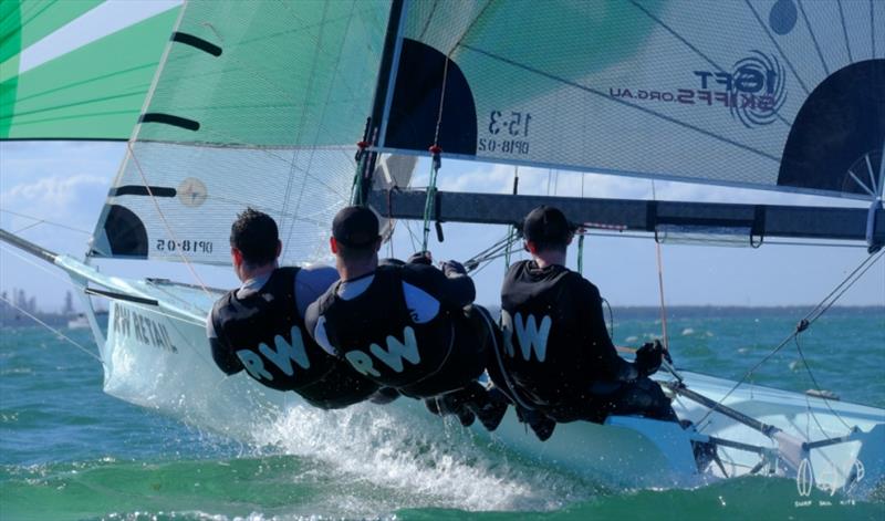 RW retail blasting downwind photo copyright Mitchell Pearson / SurfSailKite taken at Darling Point Sailing Squadron and featuring the 16ft Skiff class