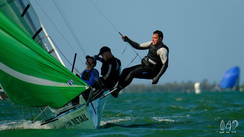 RW retail trying to retun to trim photo copyright Mitchell Pearson / SurfSailKite taken at Darling Point Sailing Squadron and featuring the 16ft Skiff class