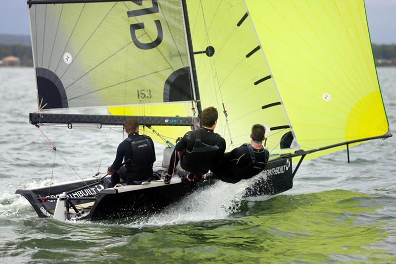 Growthbuilt - Australian 16ft and 13ft Skiff Championships, day 4 photo copyright Mark Rothfield taken at Port Stephens Yacht Club and featuring the 16ft Skiff class