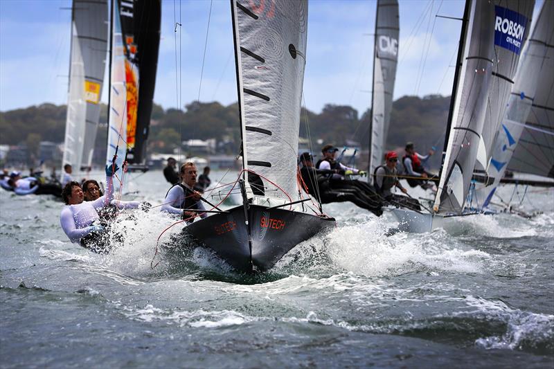 Closely matched fleet on day 3 of the Red Pumps 16ft Skiff Australian Championships 2021-22 photo copyright Mark Rothfield taken at Belmont 16ft Sailing Club and featuring the 16ft Skiff class
