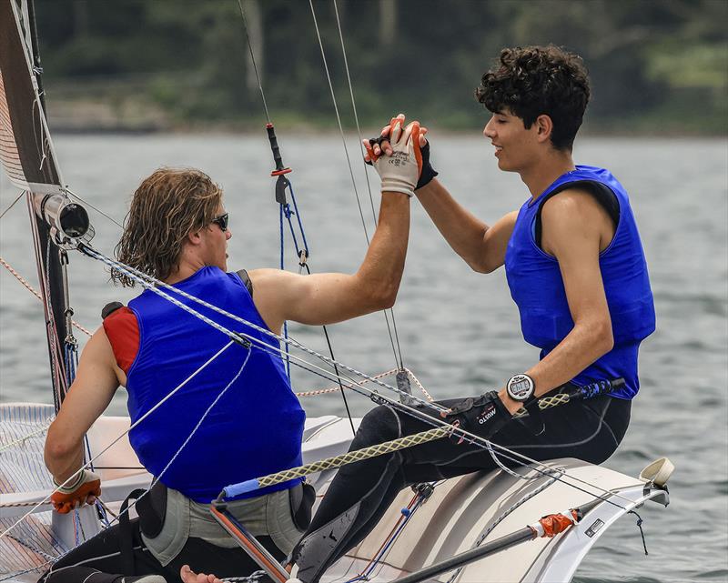 13s winners Max Downey and Thomas Mountstephens  photo copyright Michael Chittenden taken at Belmont 16ft Sailing Club and featuring the 16ft Skiff class