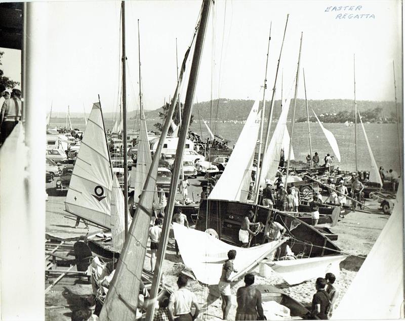 The Easter Regatta rigging area photo copyright Gosford Sailing Club taken at Gosford Sailing Club and featuring the 16ft Skiff class