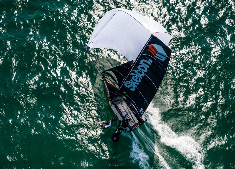 Skelcon on day 5 of the 2023 Australian 16ft Championships photo copyright SailMedia taken at Manly 16ft Skiff Sailing Club and featuring the 16ft Skiff class