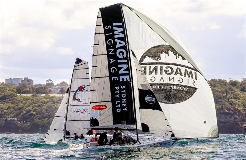 Imagine Signage, Manly 16ft Skiff Club Champions photo copyright SailMedia taken at Manly 16ft Skiff Sailing Club and featuring the 16ft Skiff class